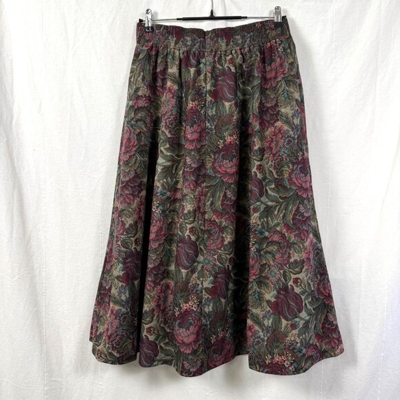 Vintage Inseparables Skirt Sz 12 Multi Floral Tapestry Elastic Waist Maxi 90's - Picture 5 of 9